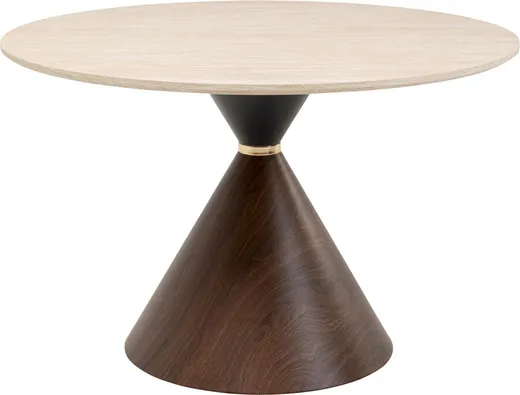 Stół okrągły CONO TRAVERTIN Walnut 120 cm - beżowy/brązowy