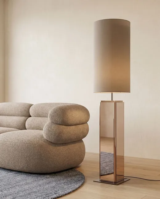 Lampa podłogowa CUBE 130 cm - brązowy/lustrzany
