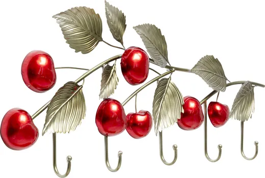 Wieszak ścienny CHERRIES - zielony/czerwony