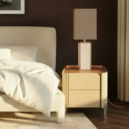 Lampa stołowa CUBE 60 cm - brązowy/lustrzany