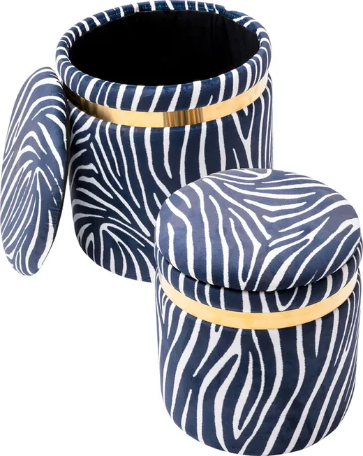 Zestaw dwóch puf WILD ZEBRA - czarno-biały