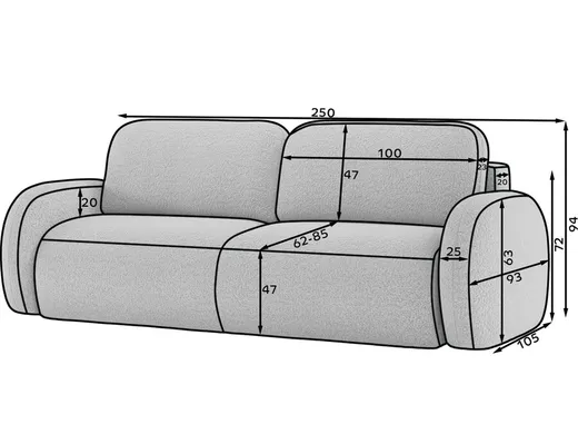 Sofa rozkładana AVUELA - tkanina Soreli 20