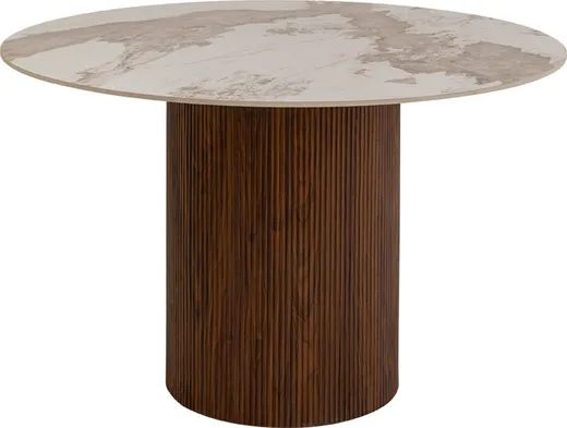 Stół okrągły RUBEN 120 cm - biały/brązowy