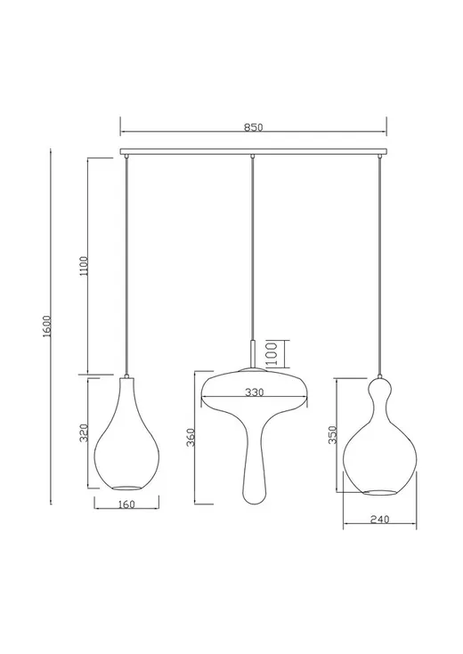 Lampa wisząca GOCCIA 100 cm - szary/srebrny