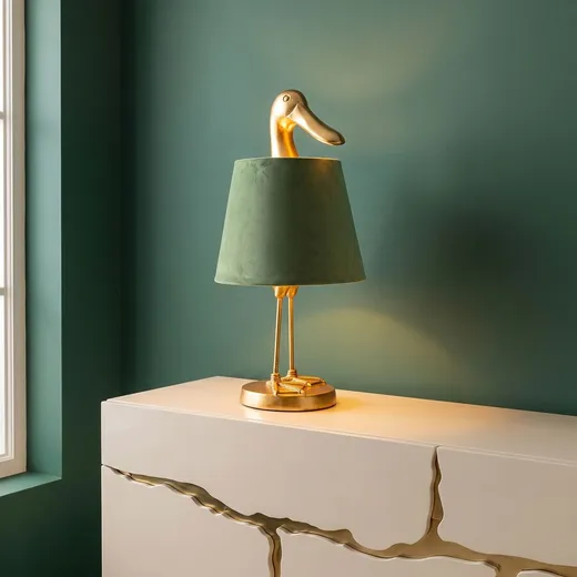 Lampa stołowa DUCK - zielony/złoty