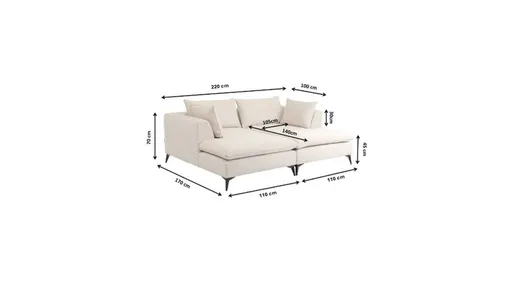 Sofa z głębokim siedziskiem JIMMY - kremowy