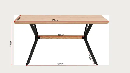 Stół MIDTOWN OAK 160x80 - naturalny/czarny