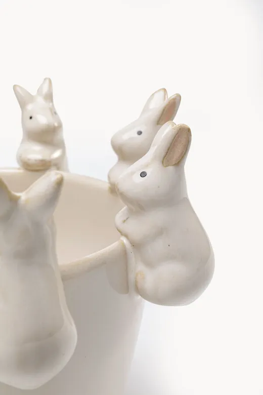 Wazon CUTE BUNNIES 14 cm - biały