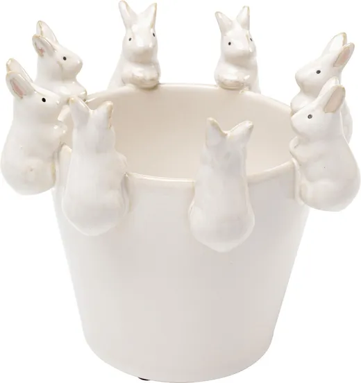 Wazon CUTE BUNNIES 14 cm - biały