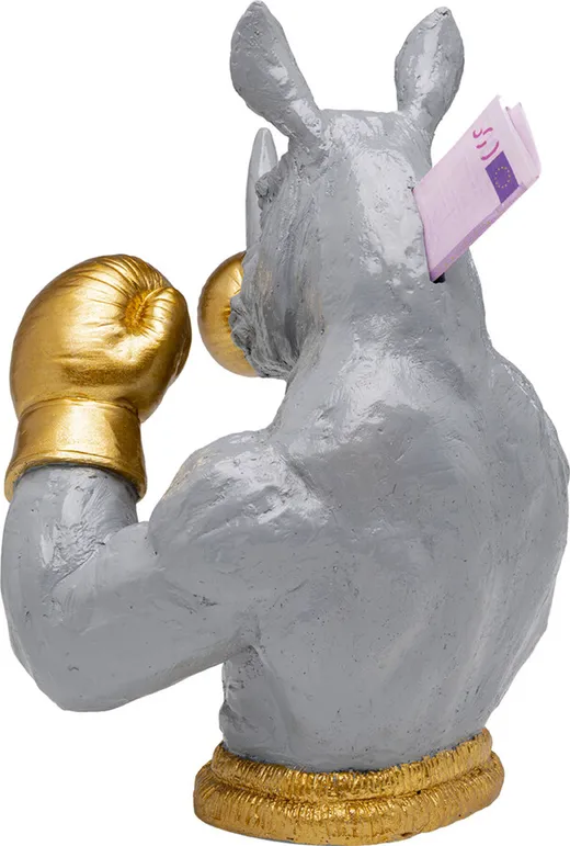 Skarbonka RHINO BOXER 30 cm - szary/złoty