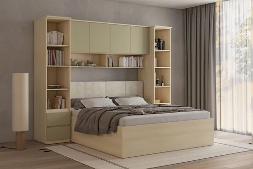 Szafka wisząca 4-drzwiowa TERRA 13 186 cm - dąb Lindberg/eukaliptus