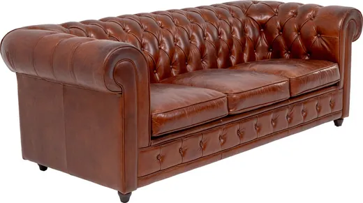 Sofa skórzana 3-osobowa OXFORD - brązowy