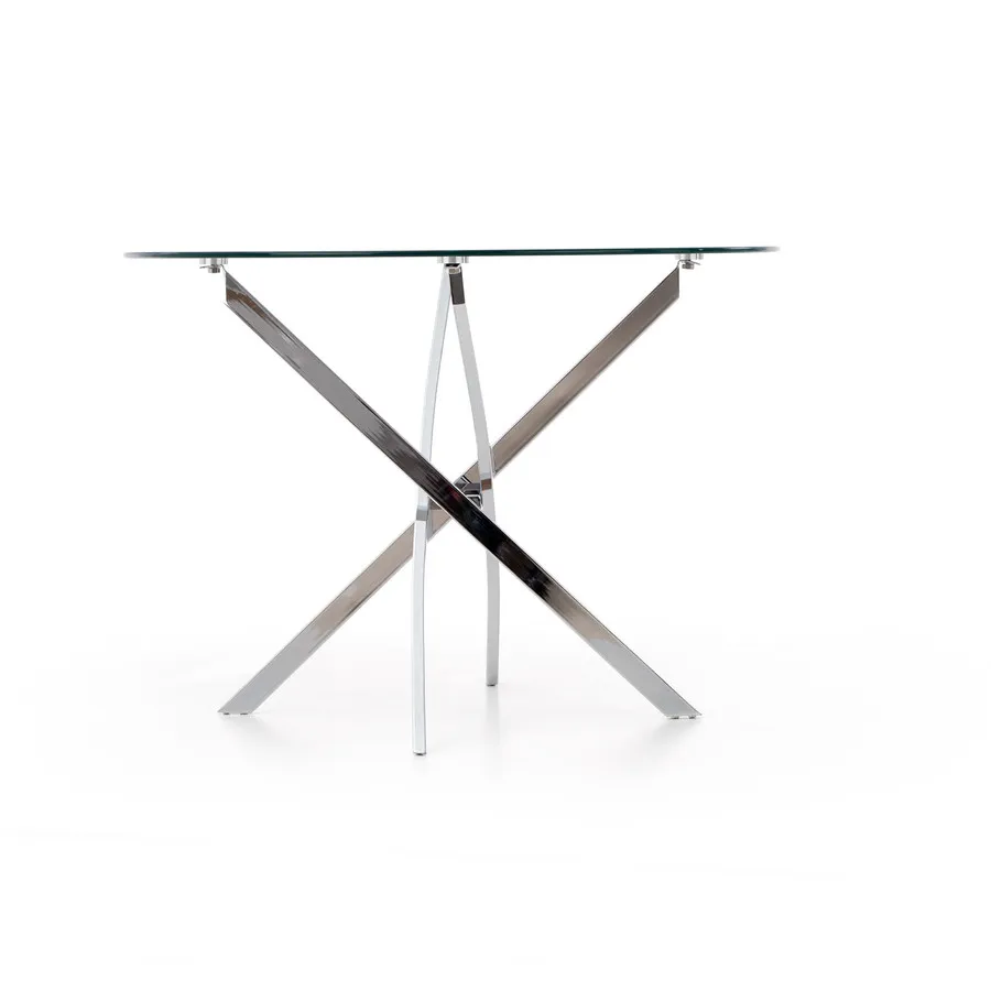 Stół okrągły szklany RAYMOND 100 cm - transparentny/srebrny
