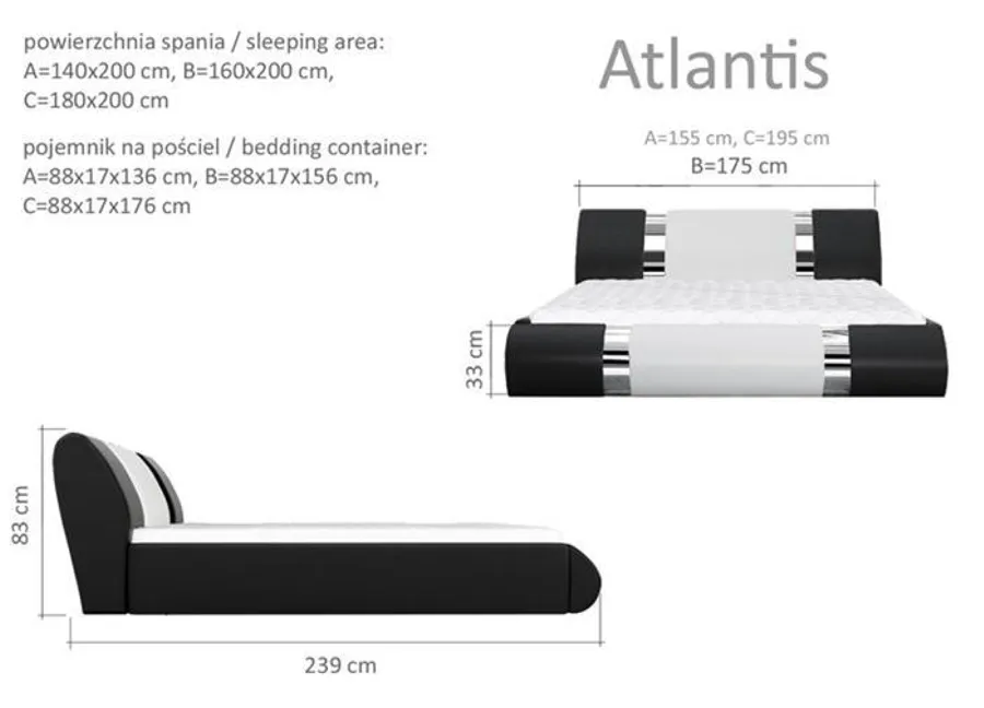 Łóżko tapicerowane ATLANTIS 140x200