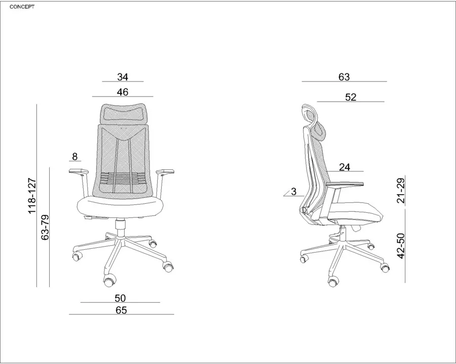 Fotel biurowy CONCEPT - czarny