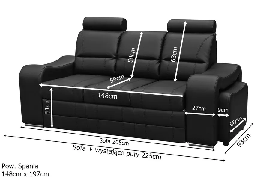 Sofa rozkładana WENUS z pufami