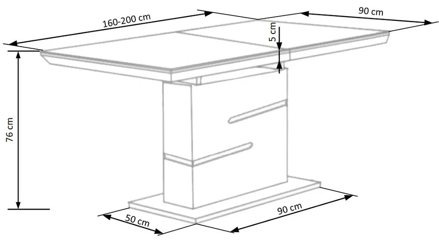 Stół rozkładany MONACO 160x90 - biały/popielaty