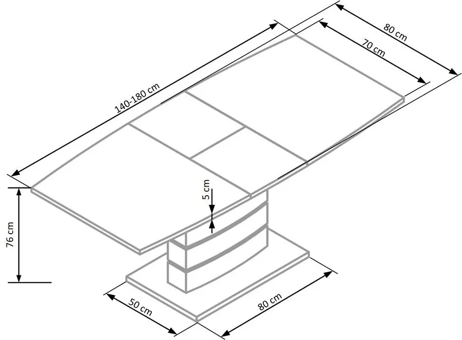 Stół rozkładany NORD 140x80 - biały/czarny
