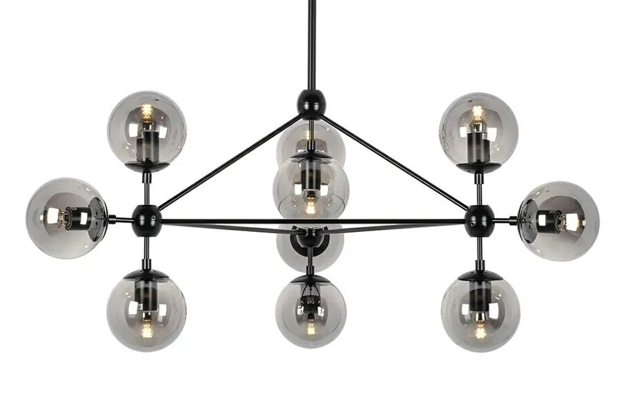Lampa wisząca PLANETARIO 10 - czarny/klosze dymione