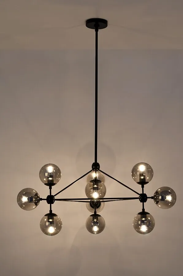 Lampa wisząca PLANETARIO 10 - czarny/klosze dymione
