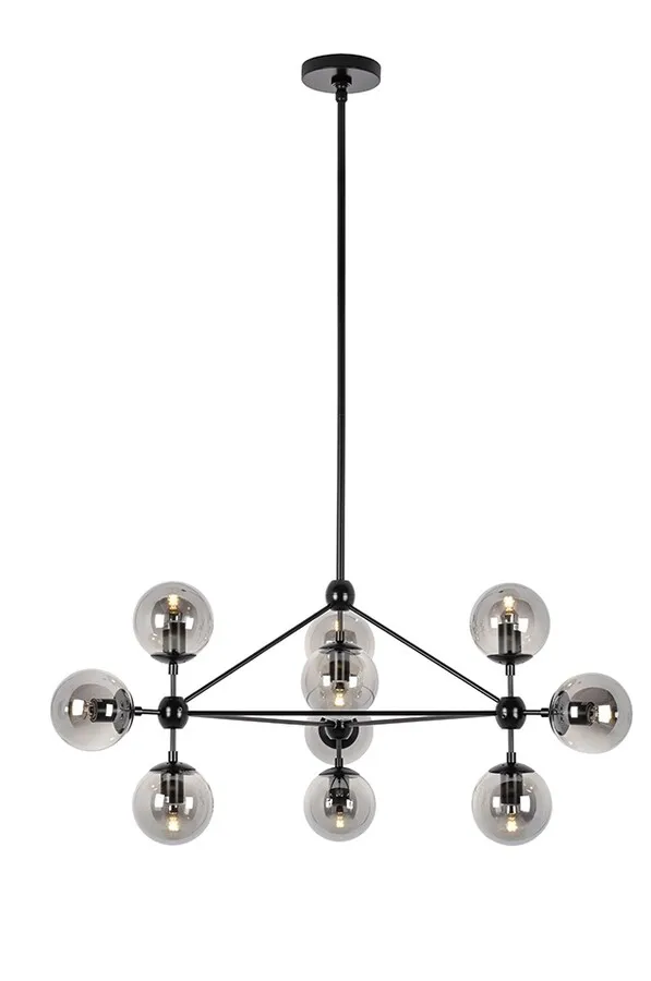 Lampa wisząca PLANETARIO 10 - czarny/klosze dymione