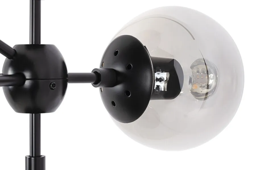 Lampa wisząca PLANETARIO 10 - czarny/klosze dymione