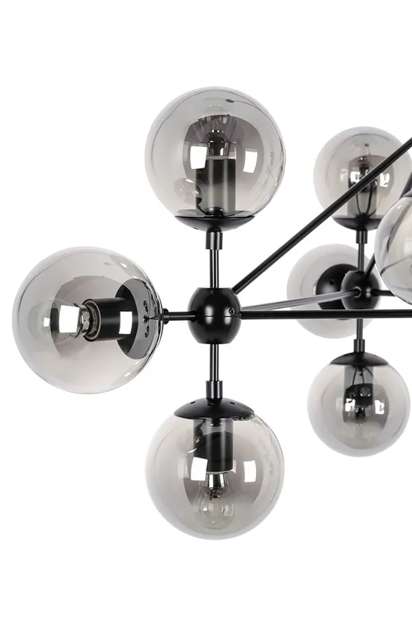 Lampa wisząca PLANETARIO 10 - czarny/klosze dymione