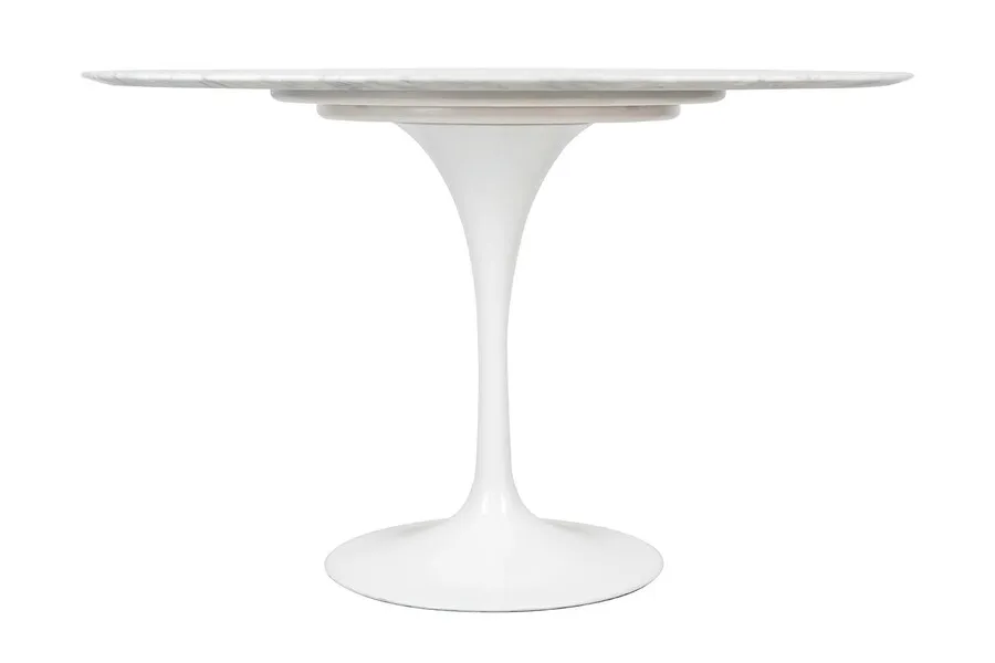 Stół okrągły TULIP Marble Carrara 120 - biały