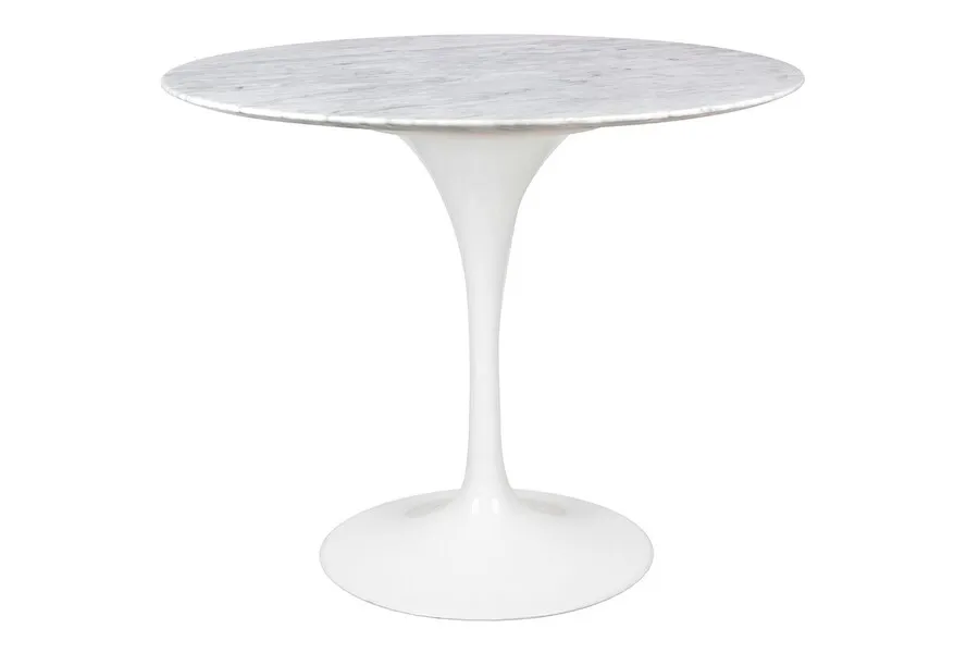 Stół okrągły TULIP Marble Carrara 90 - biały