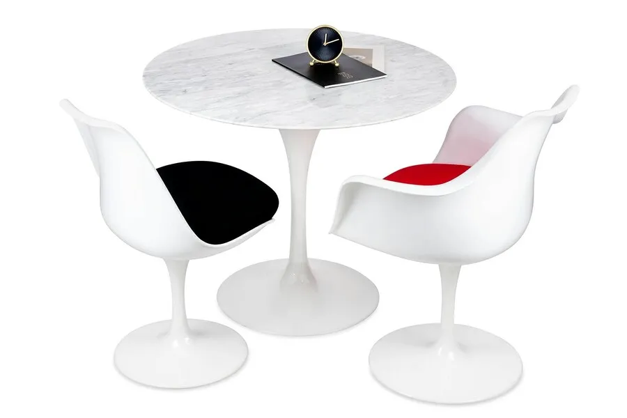 Stół okrągły TULIP Marble Carrara 90 - biały