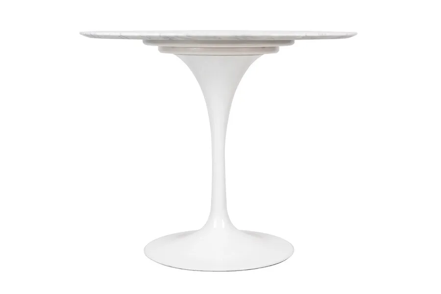 Stół okrągły TULIP Marble Carrara 90 - biały