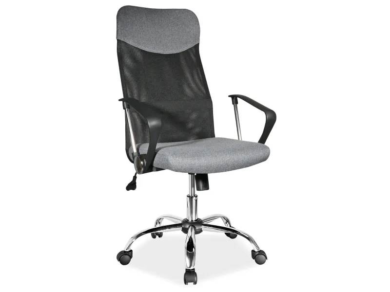 Fotel biurowy Q-025 materiał - szary/czarny