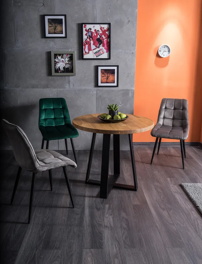 Stół okrągły VASCO 80 cm - lity dąb/czarny