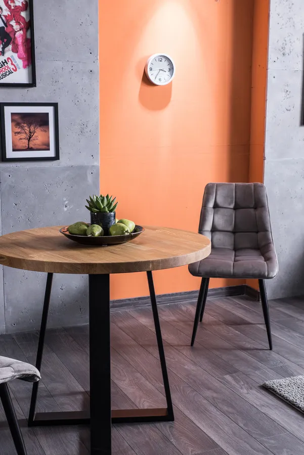 Stół okrągły VASCO 80 cm - lity dąb/czarny