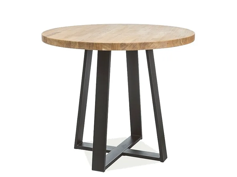 Stół okrągły VASCO 80 cm - lity dąb/czarny