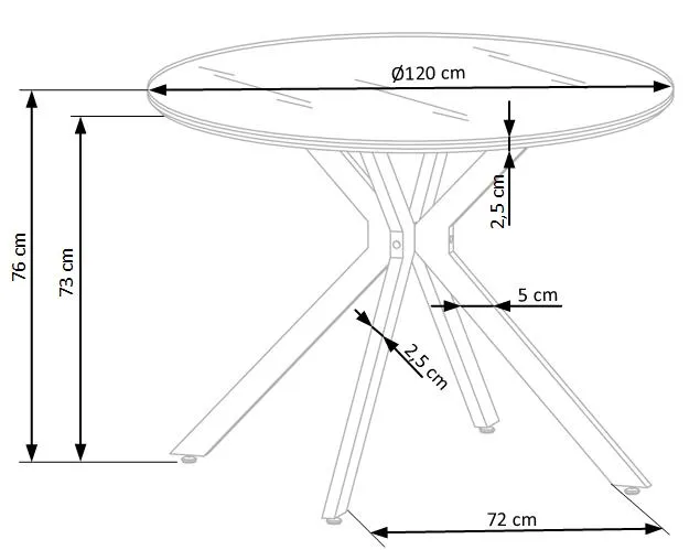Stół okrągły AVELAR 120 cm - czarny
