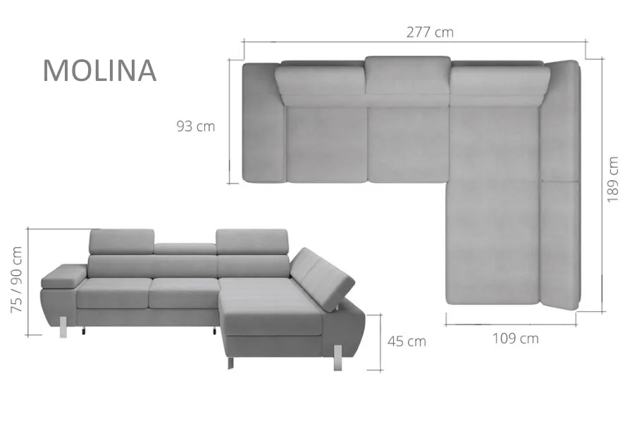 Narożnik MOLINA MINI - skóra naturalna