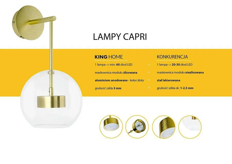 Kinkiet CAPRI WALL - 60 LED - złoty