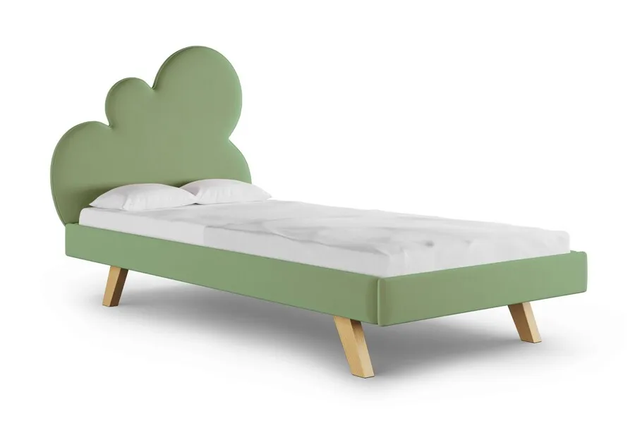 VELVIE KHAKI/BUK Łóżko tapicerowane CLOUD CHMURKA LEGS TEXTI