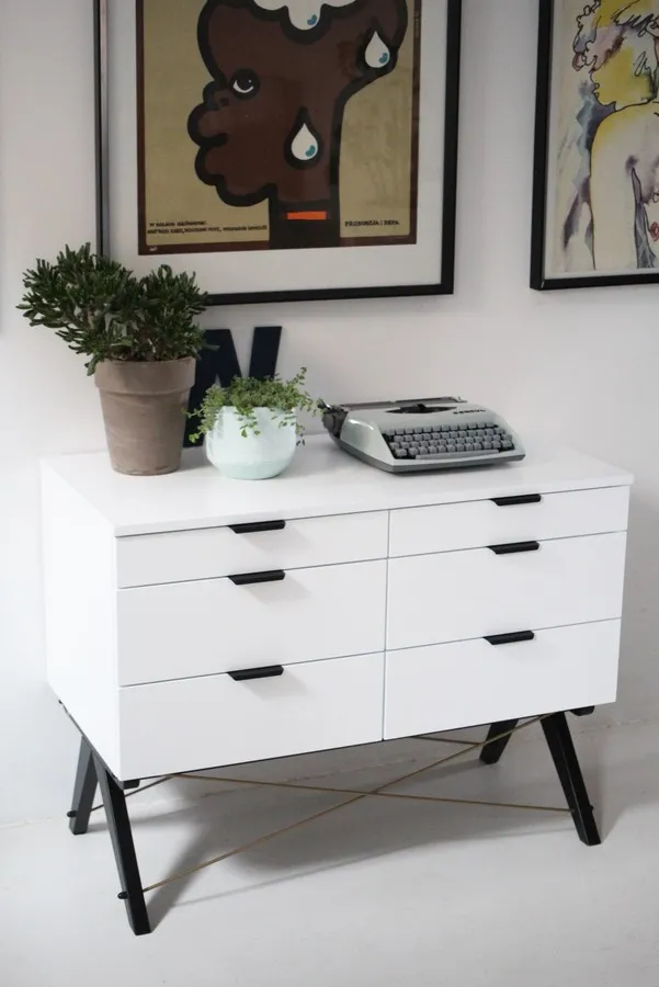 WHITE/CZARNY Komoda DOUBLE - stelaż WHITE
