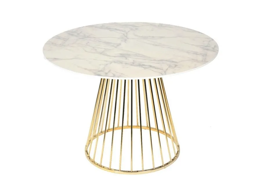 Stół okrągły GLAM MARBLE 110 - okleina marmurowa/złoty