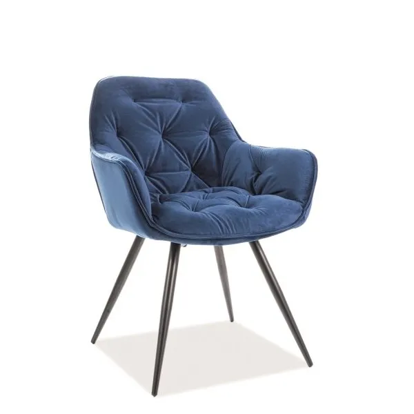 tkanina Bluvel 86 Krzesło welurowe pikowane CHERRY Velvet - granatowy Bluvel 86