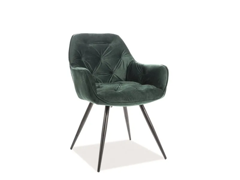tkanina Bluvel 78 Krzesło welurowe pikowane CHERRY Velvet - zielony Bluvel 78
