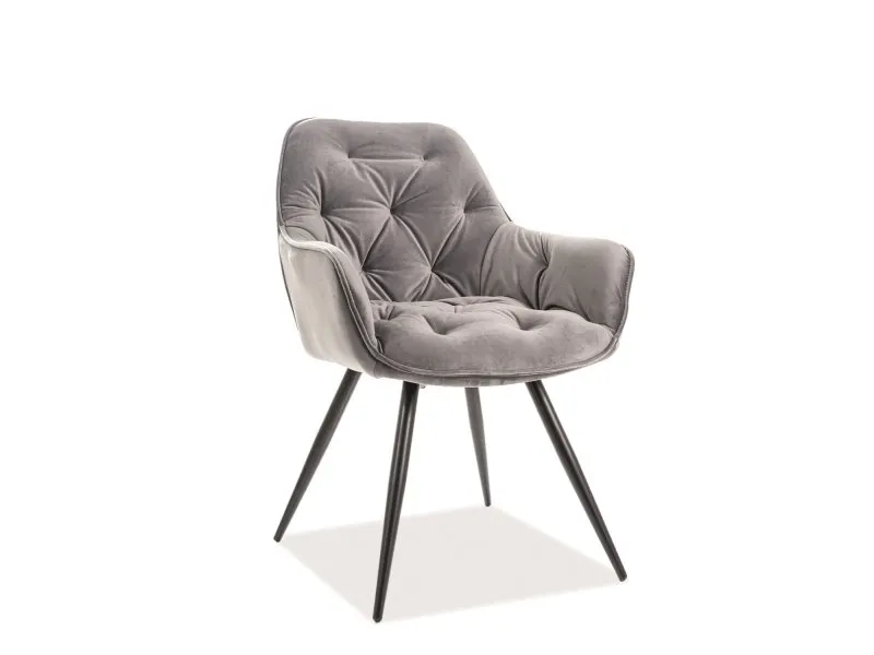 tkanina Bluvel 14 Krzesło welurowe pikowane CHERRY Velvet - szary Bluvel 14