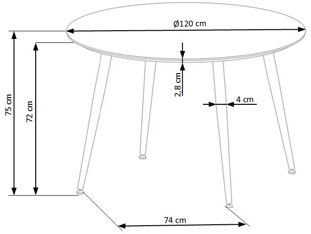 Stół okrągły EMBOS 120 cm - czarny
