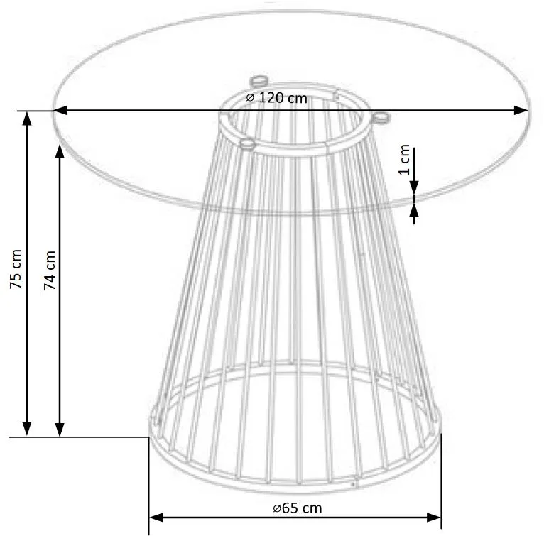 Stół okrągły LIVERPOOL 120 cm - transparentny/złoty
