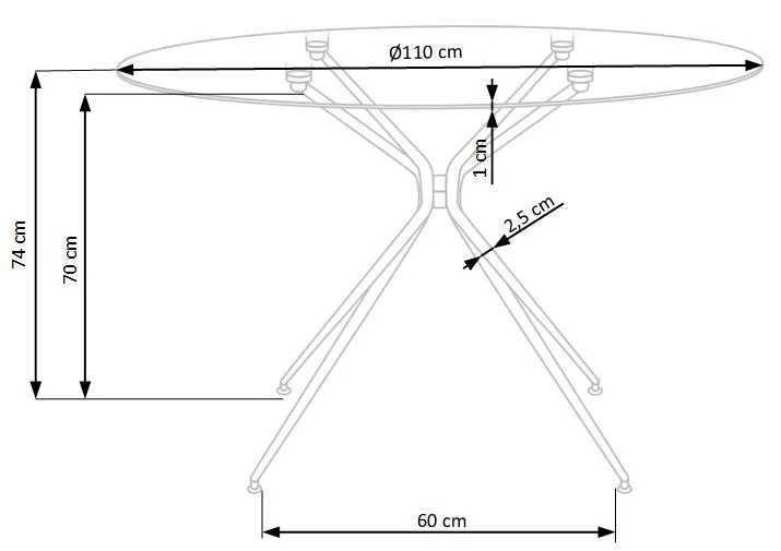 Stół okrągły szklany RONDO 110 cm - transparentny/złoty