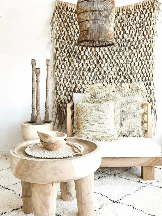 Dekoracja ścienna, makrama, Palm Karaiby, boho, vintage, liście palmowe, 120X150 cm (DC16007)
