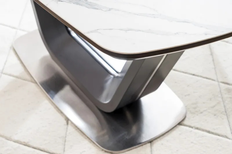 Stół rozkładany ARMANI CERAMIC 160x90 - biały/czarny