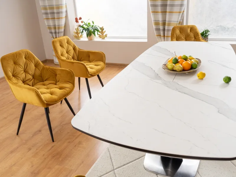 Stół rozkładany ARMANI CERAMIC 160x90 - biały/czarny